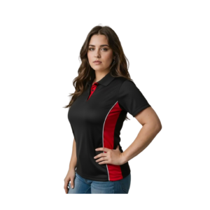 BLACK AND RED LDS GOLF SHIRT 12