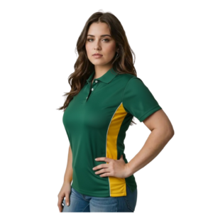 BOTT GREEN AND GOLD LDS GOLF SHIRT