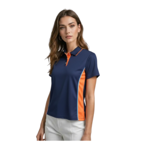 NAVY AND ORANGE LDS GOLF SHIRT