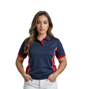 NAVY AND RED LDS GOLF SHIRT