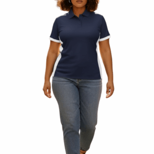 NAVY AND WHITE LDS GOLF SHIRT